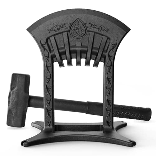 BAYQISI Kindling Splitter for Wood,One-Piece Molding Cast Iron Log Splitter,Manual Wood Splitter with 3 Lbs Sledge Hammer,Firewood Splitter Tool(Medium-Sized)