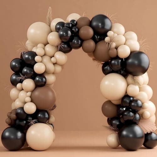 160Pcs Black Brown Nude Balloon Garland Arch Kit Dark Brown Nude Tan Black Balloons for Boy First Rodeo Wild West Country Birthday Farm Fiesta Party Decorations