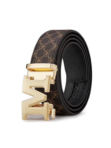 VANNANBA Letter M Belt for Men,Luxury Stylish Designer Belts with M Buckle Gold Black