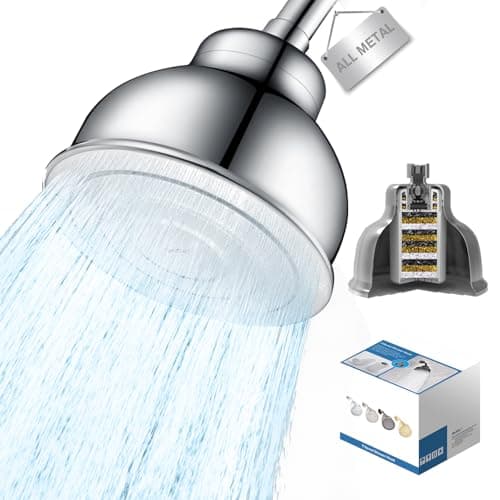 Metal Filter Shower Head for Hard Water Softener Shower Head with Water Shower Filter to Remove Chlorine and Harmful Substances, 6inch Large Rain Showerhead, 304Stainless Steel