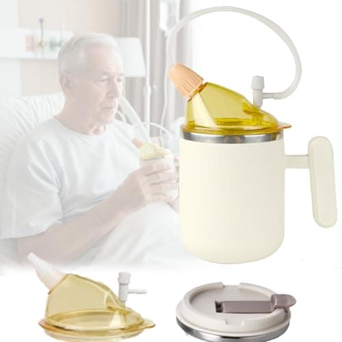 4 in 1 Adult Sippy Cup with Straw Spill-Proof & 2 Lids, Anti-Choke Stainless Steel Straw Sippy Cup for the Elderly & Disabled Patients, Great for Water, Coffee & Soup, Health & Household Essentials