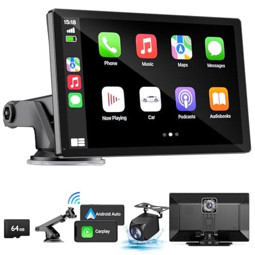 HAUXIY Wireless Apple Carplay Screen for Car 4K Dash Cam, 9" Portable Apple Carplay & Android Auto Car Stereo, with 1080p Backup Camera, GPS Navigation/Mirror Link/Voice Control/Bluetooth