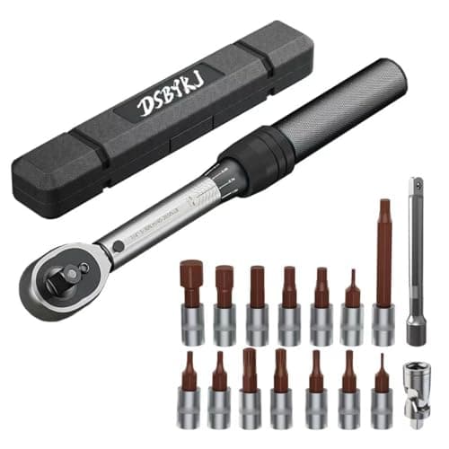 DSBYKJ 17 Piece Small Torque Wrench Set (5-30nm), 1/4" Drive Click, 72 Teeth Bidirectional Torque Wrench, ±3% Accuracy,Professional Tool Set for Bicycles and Motorcycles