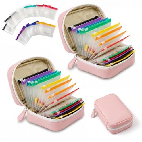 NeLiangIA 2 Pack Pink Waterproof Pill Organizer, Large Capacity Travel Pill Organizer with 14 Color Pouches, Pastilleros para Medicamentos, Travel Medicine Organizer for Family Sharing