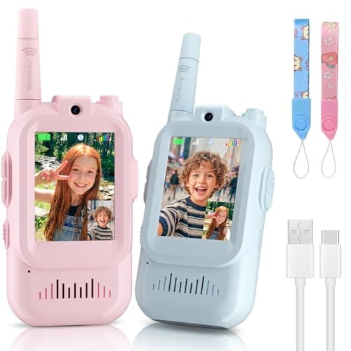 HD Video Walkie Talkies for Kids, 2-Pack Rechargeable Kids Gifts with Camera & Screen, Long Range Kids Walkie Talkies for Boys & Girls Ages 3–12, Toddler Toys for Family Games Indoor & Outdoor Play