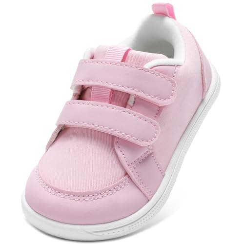 STQ KIDS Wide Toe Box Toddler Shoes Zero Drop Barefoot Shoe Girls Non-Slip Kid Tennis Sneakers Lightweight First Walking Running Shoe for Preschool Sports Water Pink Toddler Size 10