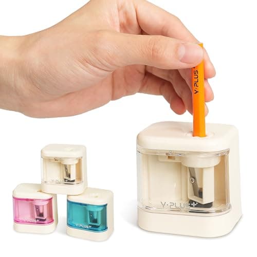 YPLUS Electric Pencil Sharpener for Kids, Super Portable Small Colored Pen Sharpeners, Automatic Mini Sharpener for Classroom,Stocking Stuffers for Kids Toddler - White