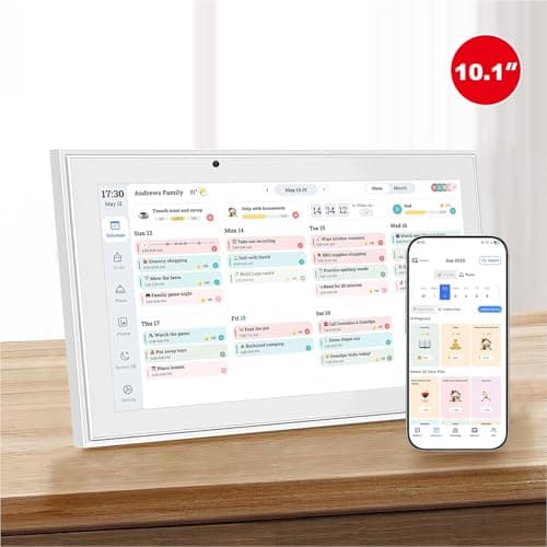 Digital Calendar, 10.1 Inch Wall Planner Electronic Calendar&Chore Chart,1080P Full HD Interactive Touchscreen Smart Touchscreen Interactive Display for Family Schedules – Wall Mount Included, Great for Organizing Your 2025-2026 White