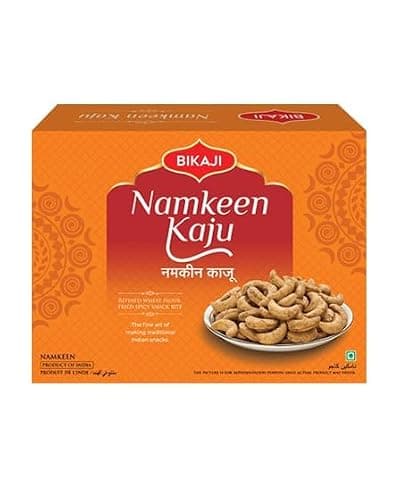 Bikaji Namkeen Kaju 14.11oz (400g), Traditional Authentic Indian Savory Snack, Crispy Cashew-Shaped Crackers, Vegetarian Namkeen, Crunchy Tea Time Snack, Ready-to-Eat Farsan