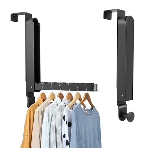Over The Door Drying Rack, 1 Pack Foldable Over The Door Hooks Hanger for Laundry Clothes Heavy Duty Door Organizer Rack Coat Towels Hanging Storage for Bedroom Bathroom Kitchen