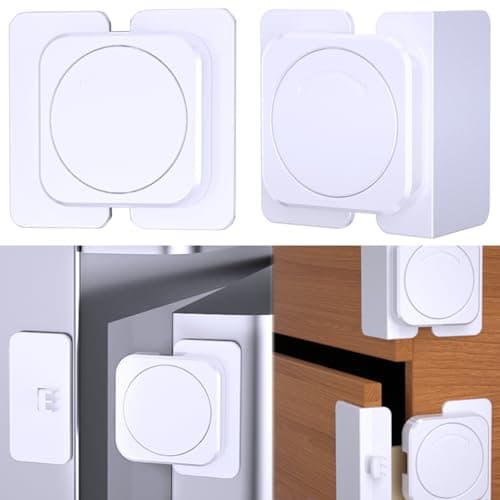 Bstsilver Corner & Flat Drawer Locks Baby Proofing, Refrigerator Lock Child Safety for Filing Cabinets Door Edges Oven Cupboard Kitchen Room, Fridge Latches Petproof for Toddler Cat, Upgarde Adhesive