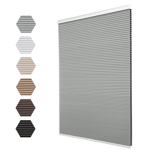 Changshade Blackout Cordless Cellular Shades for Windows,Honeycomb Blinds with Thermal Insulation,UV Protection,Child Safe,Privacy Light Control,Easy to Install(35" W x 72" H,Grey)