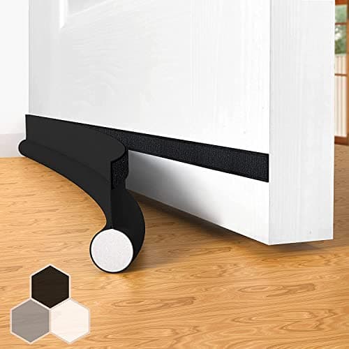 Door Draft Stopper Bottom One Sided Door Draft Blockers,37" Cutable Under Door Draft Blocker Insulator Door Sweep Weather Stripping Soundproof,Fits for Interior/Exterior Doors,1 Pack,Black