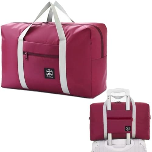 Large Capacity Travel Bag,Oxford Storage Bag, Clothing Storage Bag, Home and Travel, Multifunctional Sports Shoulder Bag (Purplish Red, Large)