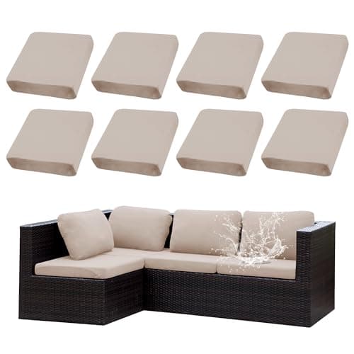 SUKAIKEQA Outdoor Cushion Covers Set,8PCS Waterproof Patio Furniture Couch Seat Slipcovers, Replacement for Sofa Sectional Chair(Cover,Only)