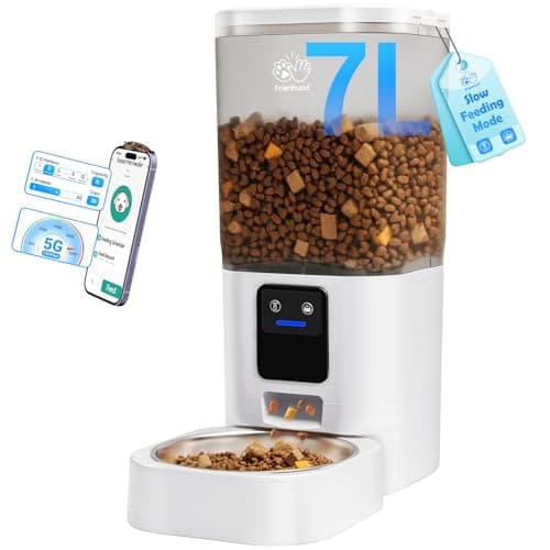 Automatic Cat Feeder with 5G WiFi: Automatic Dog Feeder with Slow Feed & Smart APP Control, 7L Timed Auto Cat Food Dispenser with Alexa for Pets, Detachable for Easy Cleaning - 29 Cups