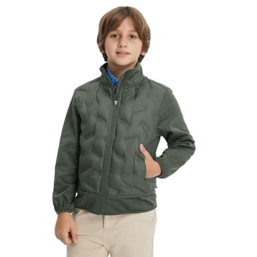 M MAELREG Boys Winter Jacket Lightweight Performance Windproof Collar Full Zip Casual Youth Puffer Jacket with Pockets