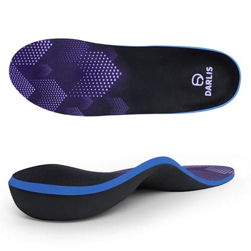 Heavy Duty Support Pain Relief Insoles, 220+ lbs Plantar Fasciitis High Arch Support Inserts, Flat Feet, Heel Pain, Work Boots Insoles for Men & Women, Shock Absorb in Every Step Purple (M 10-10.5)