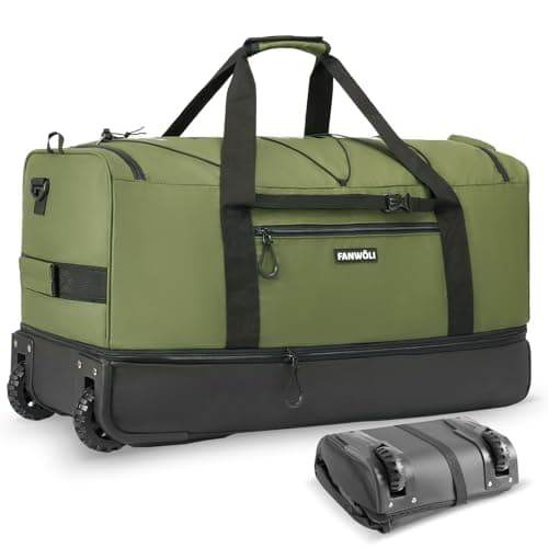 Fanwoli 30'' Large Rolling Duffle Bag with Wheels - No-Sag Heavyload Design, Waterproof & Collapsible (100L-120L) Wheeled Luggage with Soft Handle, Ideal for Extended Travel, Camping, Moving & Gym