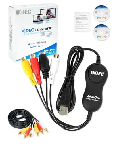UCEC VHS to Digital Converter Kit, VCR to Digital Converter, RCA to USB Video Capture Device, USB 2.0 Video Capture Card Device for Mac Windows