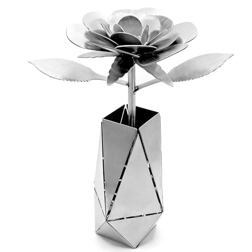 CMLDGIA 3D Rose and Vase Welding Practice Kit for Beginners DIY 201 Stainless Steel Welding Project Metal Art Coupons for Tig Mig Welding Projects Metal Craft Kit (3D Rose Style)