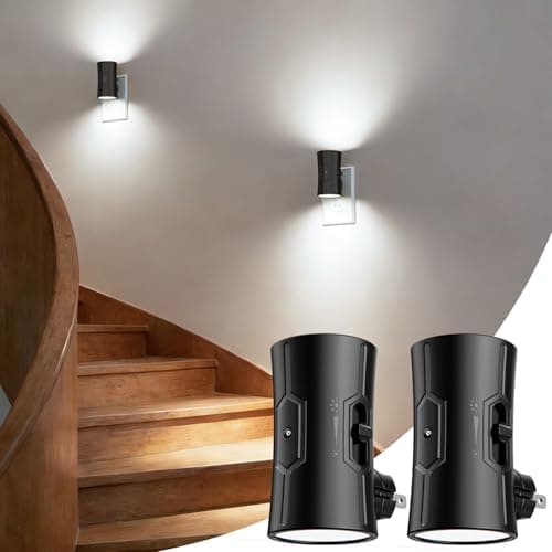 fesnne Night Light, 2-Pack Dimmable Plug-in Night Light with Auto On/Off & 90°Rotatable Plug, 0-100LM Adjustable Brightness,1W Ultra Low Energy for Bedroom, Hallway, Bathroom, Kids Room, White