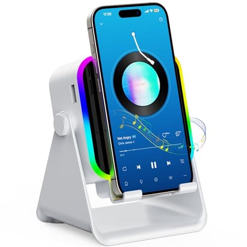 TARKARI Wireless Induction Speaker, 5 in 1 Bluetooth Speaker with Phone Stand, Charging Function 360° Rotation Phone Holder Compatible with iPhone Android iPad Samsung, Birthday Gifts for Men Women
