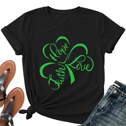 St Patricks Day Shirt Women-Cute Irish Shirt Women Lucky Shamrock Tee Top Cute Love Short Sleeves