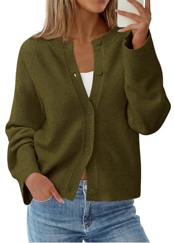 KIRUNDO Cardigan Sweaters for Women Fall Trendy Long Sleeve Chunky Knit Button Up Oversized Winter Jacket Casual Outwear(Army Green, X-Large)