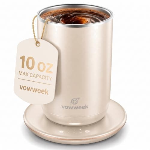 Self Stirring Coffee Mug, 10 oz Heated Mug with Magnetic Stirring, White