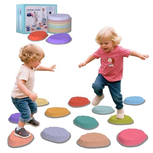 Stepping Stones for Kids, 12 PCS Balance Stepping Stones for Toddlers, Non-Slip Obstacle Course Sensory Toys Indoor Outdoor, Balance River Toys for Birthday, Children's Day and Christmas Gift