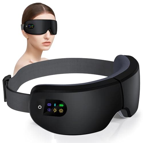 ZZR SEVEN Eye Massager with Heat, 7 Heating and Vibration Modes, Eye Mask, Birthday Gifts for Women, Men, Friend, Mom and Dad, Sleep Mask for Relax, Migraine Relief, Improve Sleep, Black