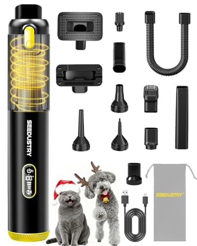 SEEDUSTRY Handheld Vacuum Cleaner Cordless, Mini Small Car Vacuum, Portable Pet Hair Vacuum, 3 Suction Modes-Up to 18000pa, 6 Blow & Suck & Deflate & Inflate Nozzles for Car, Pet, Office, Home