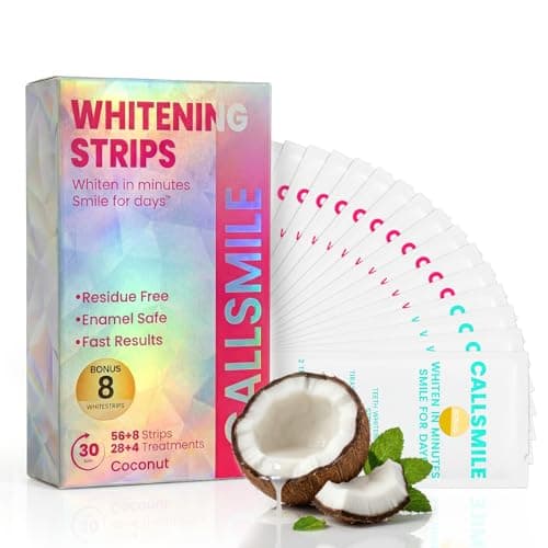 CALLSMILE Whitening Strips for Teeth Sensitive: 64 Strips Gentle Teeth Whitening Strips Enamel Safe Non-Slip Dry Strip Technology Residue Free Daily Oral Care, Coconut