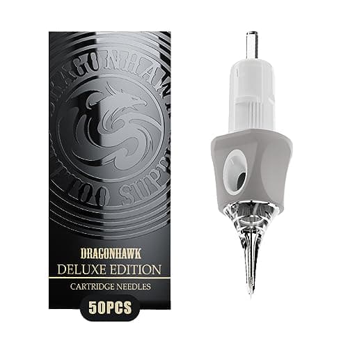 Dragonhawk Tattoo Needles Cartridges 1207RL 50 Count Glide Extra Smooth Designed for a Close Smooth Hit Round Liner