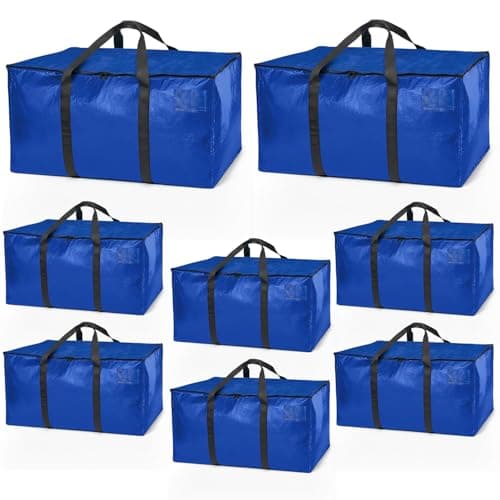 ClearSpace Heavy Duty Moving Bags or Storage Bag – Large Moving Boxes with Backpack Straps, Zippers & Handles – Perfect for Moving, College Dorm, Traveling, Camping, Christmas Decorations, 8 Pack