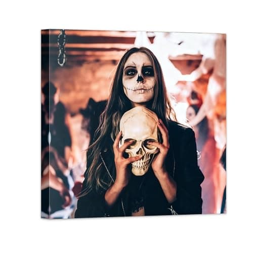 Halloween Custom Canvas Prints with Your Photos, Framed Canvas Wall Art Decorate Your Home, Halloween Interior Living Room, Bedroom and Party (16“ X 16")