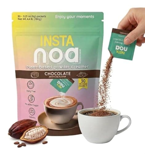 NOA Powder Coffee Creamer, Chocolate Flavor, Dairy-Free, 30 Single-Serve Sachets