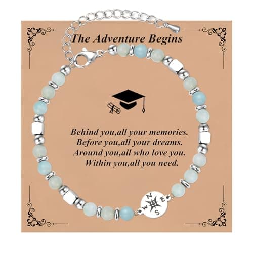 Ediseng Graduation Compass Bracelet for Her,Class of 2025,Personalized Graduation Gifts for High School/College/Masters Degree/Nurse/8th Grade/5th Grade/Middle School (amazonite)