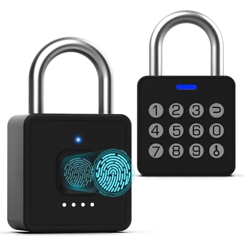 Keylesslife Fingerprint Padlock with Code,Combination Padlock Gym Locker Lock,Smart Padlock with Fingerprint Gym Lock Waterproof for Outdoor Gate Fence Shed Storage Gym Locker School