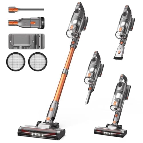 Cordless Vacuum Cleaner, 600W 50KPA 55Mins Vacuum Cleaners for Home, Stick Vacuum with LED Display, Anti-Tangle, Wall Mount, Lightweight, Rechargeable Wireless Vacumm for Pet Hair, Carpet and Floor