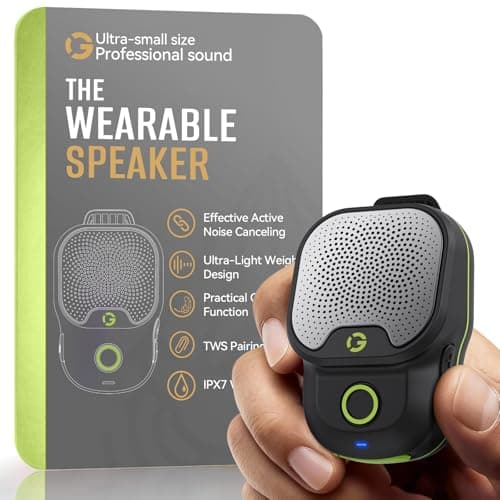 GOTOOLZ Wearable Bluetooth Speaker, Bluetooth 5.4 Clip On Wireless Speaker with Mic, TWS Function, 12Hrs Playtime, IPX7 Waterproof, Mini Portable Speakers for Outdoor Working, Biking, Running