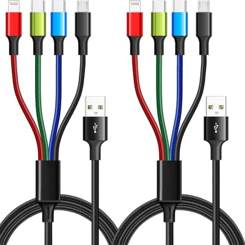 Multi Charging Cable 4ft 2Pack 4 in 1 Charger Cord,Dual Tyep-C Rapid Cable