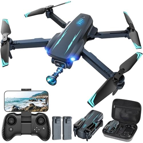 Drone with 1080P FPV Camera, Drone for Kids Adults with One Key Take Off/Land, Altitude Hold, 3D Flip, Waypoint Flight, Gestures Selfie, Gravity Control, 3 Speed, 2 Battery, Mini Drone with Camera for Kids 8-12 10-15, Beginners