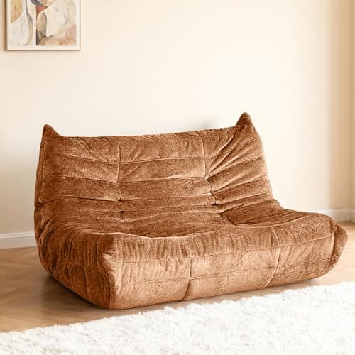 Kasunpul Bean Bag Chair, Giant Bean Bag Chairs for Adults, 2 Seater Lazy Bean Bag Sofa Memory Foam Couch, Loveseat Fireside Chair for Living Room, Bedroom, Office(Brown)