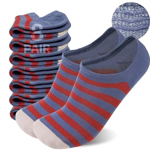 Sunew 8 Pairs Hidden Low Cut Socks Comfort Performance No Show Athletic Running Socks for Men and Women Stripe Medium