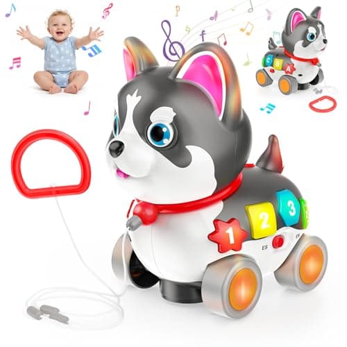 Baby Toys 1 Year Old, Musical Puppy Toys for 6-12-18 Month Girls Boys, Bilingual Educational Toys, Crawling Walking Puppy for 1st Birthday Gifts, Black