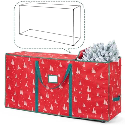 ELONG HOME Christmas Tree Storage Bag for 9ft Tree, Deluxe Rolling Moving Bags with Wheels and Heavy-Duty Zippers,Padded Design with Secure Fastening Straps