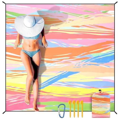 HIHOHO Beach Blanket Waterproof Sandproof Extra Large Beach Mat 79" X 83"/120"x108"for 1-8 Adults Quick Drying Durable Outdoor Picnic Mat for Beach Travel Camping Hiking