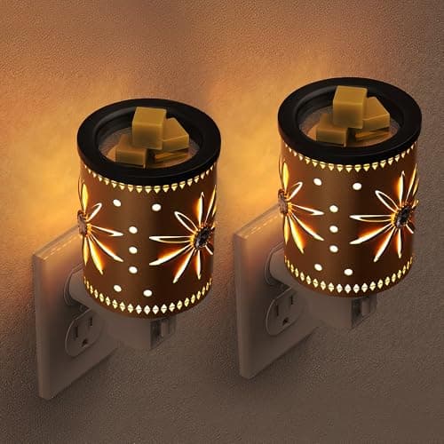 L LOHAS LED Wax Melt Warmer, 2 Pack Plug in Wax Warmer for Scented Wax, 360° Rotating Plug in Fragrance Night Light for Home Fragrance Bedroom Home Decor